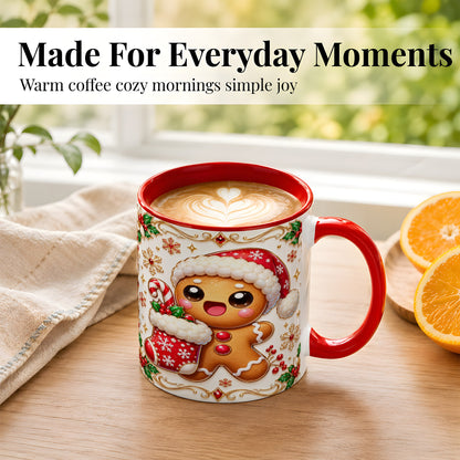 #pl[11oz|Red] Stocking Gingerbread Coffee Mug, Christmas Cookie Mug, Ceramic Cup