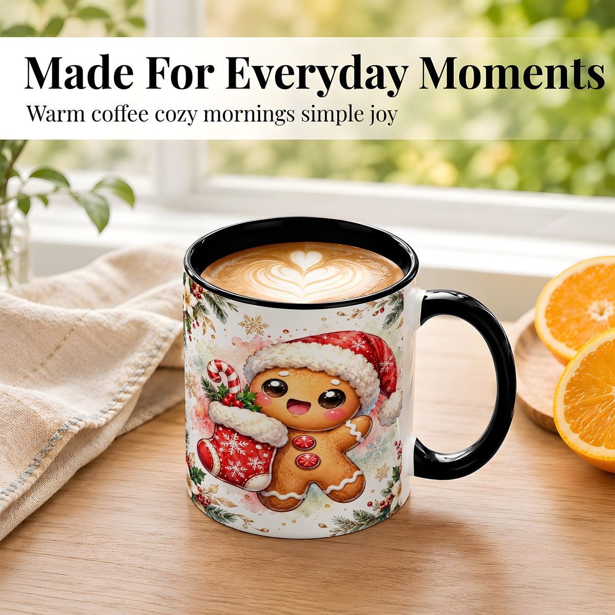 #pl[11oz|Black] Christmas Gingerbread Coffee Mug, Holiday Mug, Ceramic Cup