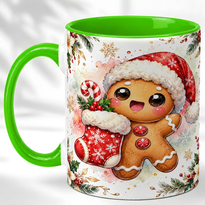 #pl[11oz|Green] Christmas Gingerbread Coffee Mug, Holiday Mug, Ceramic Cup