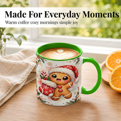 #pl[11oz|Green] Christmas Gingerbread Coffee Mug, Holiday Mug, Ceramic Cup