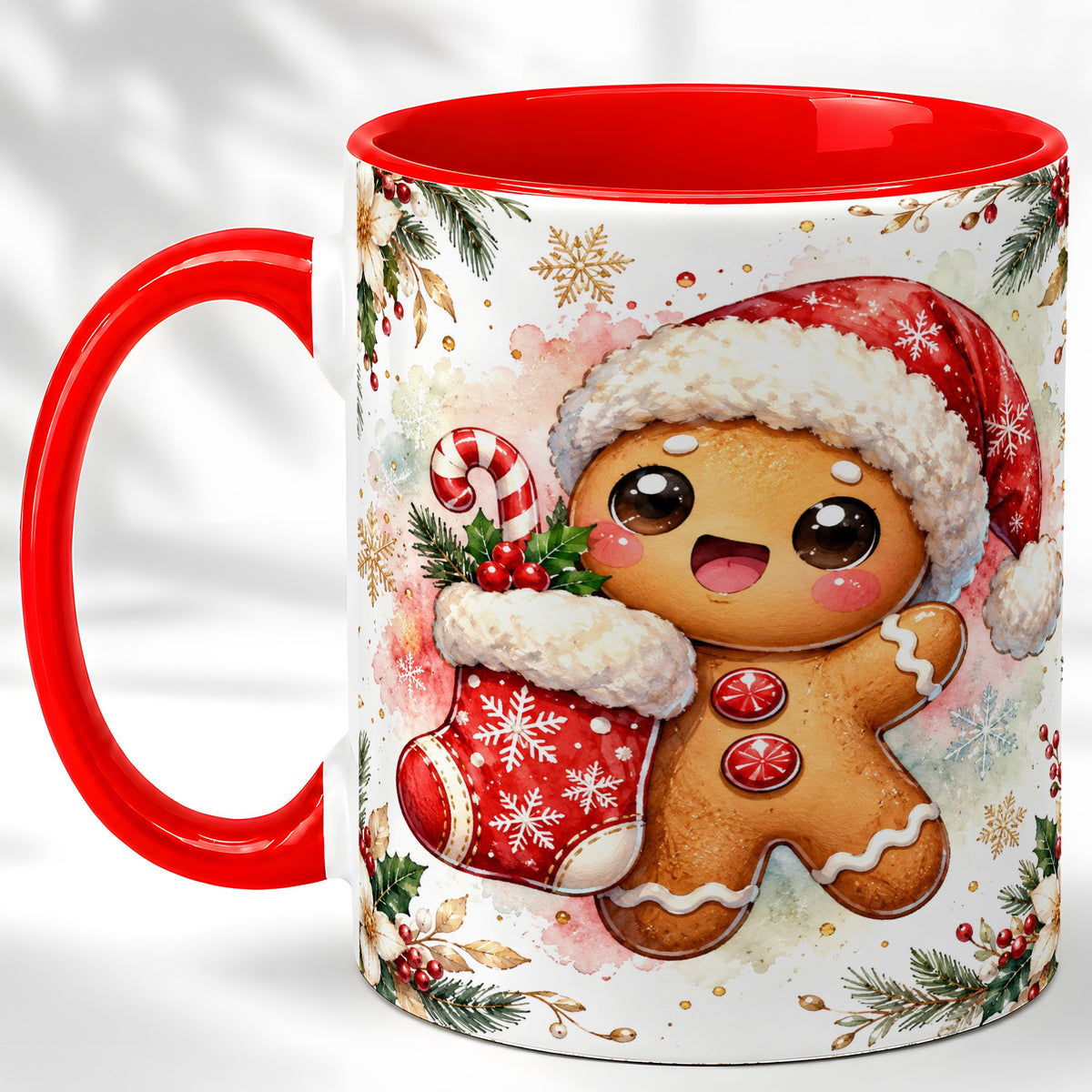 Christmas Gingerbread Coffee Mug, Holiday Mug, Ceramic Cup
