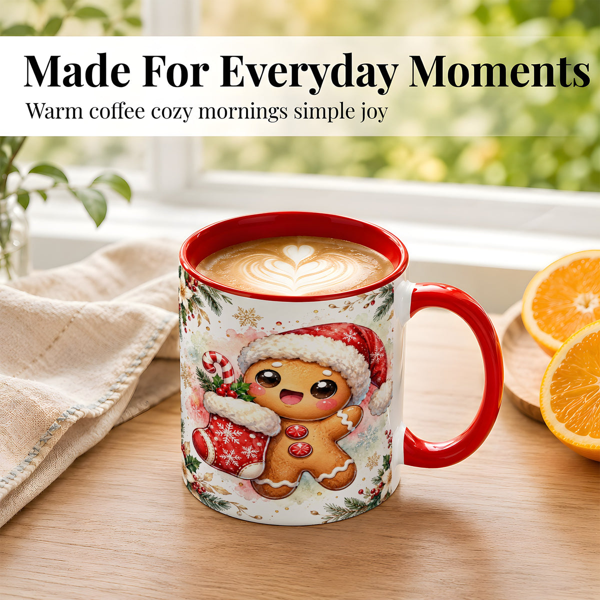 #pl[11oz|Red] Christmas Gingerbread Coffee Mug, Holiday Mug, Ceramic Cup