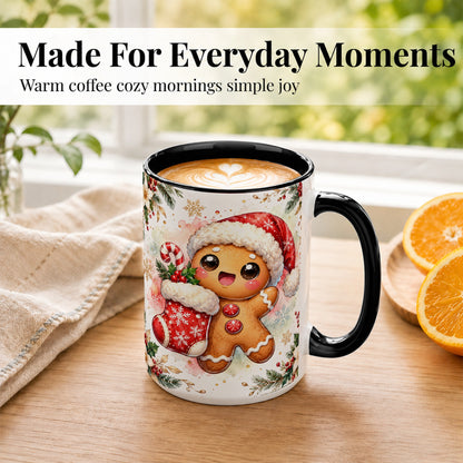 #pl[15oz|Black] Christmas Gingerbread Coffee Mug, Holiday Mug, Ceramic Cup