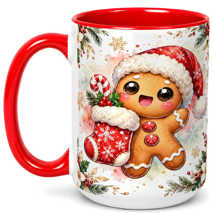 #pl[15oz|Red] Christmas Gingerbread Coffee Mug, Holiday Mug, Ceramic Cup