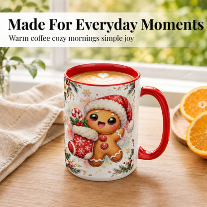 #pl[15oz|Red] Christmas Gingerbread Coffee Mug, Holiday Mug, Ceramic Cup