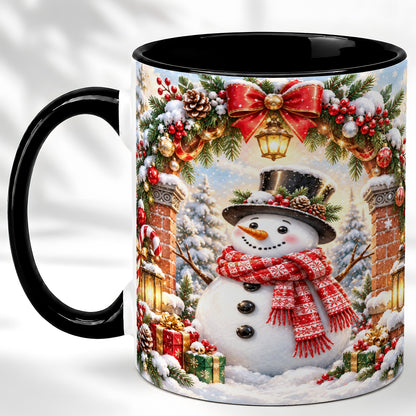 #pl[11oz|Black] Snowman Christmas Coffee Mug, Winter Snowman Mug, Ceramic Cup