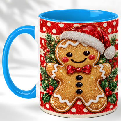 #pl[11oz|Blue] Gingerbread Christmas Coffee Mug, Holiday Cookie Mug, Ceramic Cup