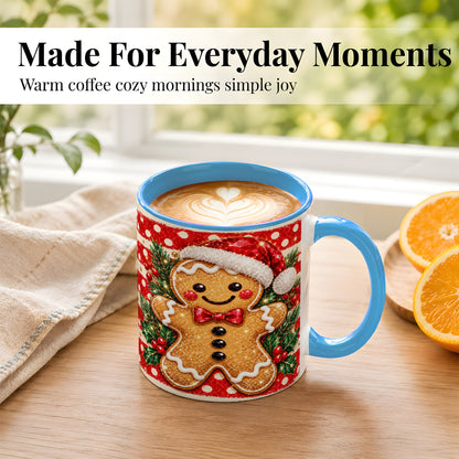 #pl[11oz|Blue] Gingerbread Christmas Coffee Mug, Holiday Cookie Mug, Ceramic Cup