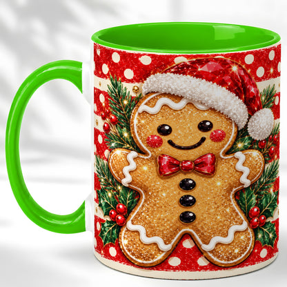 #pl[11oz|Green] Gingerbread Christmas Coffee Mug, Holiday Cookie Mug, Ceramic Cup
