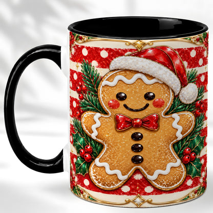 #pl[11oz|Black] Ornate Gingerbread Coffee Mug, Christmas Cookie Mug, Ceramic Cup