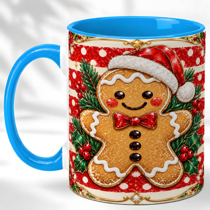 #pl[11oz|Blue] Ornate Gingerbread Coffee Mug, Christmas Cookie Mug, Ceramic Cup