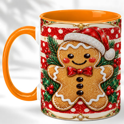 #pl[11oz|Orange] Ornate Gingerbread Coffee Mug, Christmas Cookie Mug, Ceramic Cup
