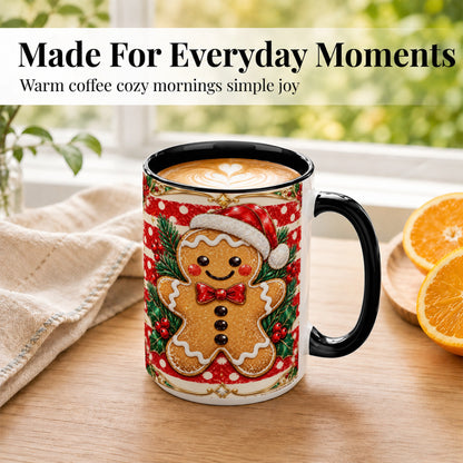 #pl[15oz|Black] Ornate Gingerbread Coffee Mug, Christmas Cookie Mug, Ceramic Cup