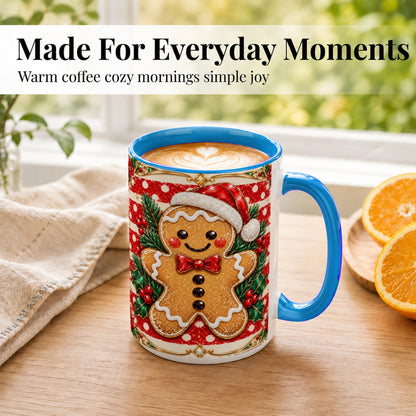 #pl[15oz|Blue] Ornate Gingerbread Coffee Mug, Christmas Cookie Mug, Ceramic Cup