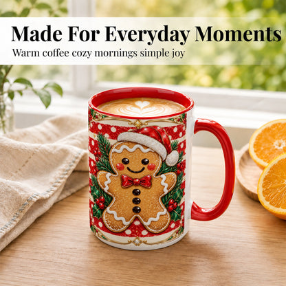 #pl[15oz|Red] Ornate Gingerbread Coffee Mug, Christmas Cookie Mug, Ceramic Cup