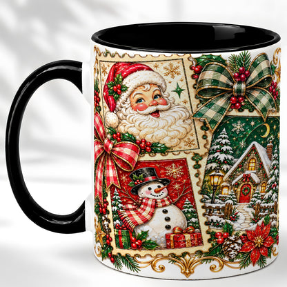 #pl[11oz|Black] Santa Snowman Christmas Coffee Mug, Holiday Mug, Ceramic Cup