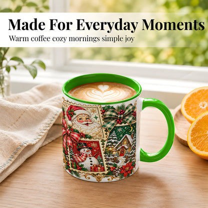 #pl[11oz|Green] Santa Snowman Christmas Coffee Mug, Holiday Mug, Ceramic Cup