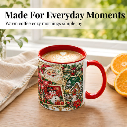 #pl[11oz|Red] Santa Snowman Christmas Coffee Mug, Holiday Mug, Ceramic Cup