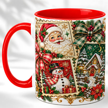 Santa Snowman Christmas Coffee Mug, Holiday Mug, Ceramic Cup