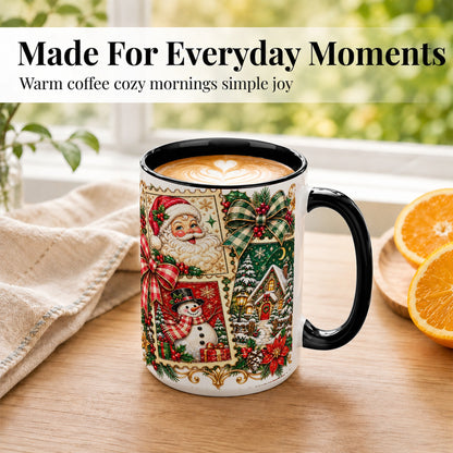 #pl[15oz|Black] Santa Snowman Christmas Coffee Mug, Holiday Mug, Ceramic Cup