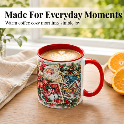 #pl[11oz|Red] Santa Snowman Watercolor Coffee Mug, Christmas Mug, Ceramic Cup