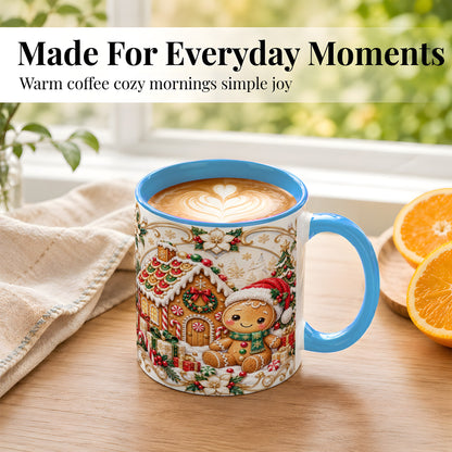 #pl[11oz|Blue] Ornate Gingerbread Coffee Mug, Christmas Cookie Mug, Ceramic Cup