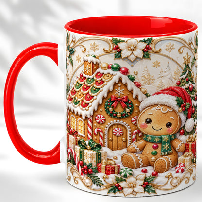 Ornate Gingerbread Coffee Mug, Christmas Cookie Mug, Ceramic Cup