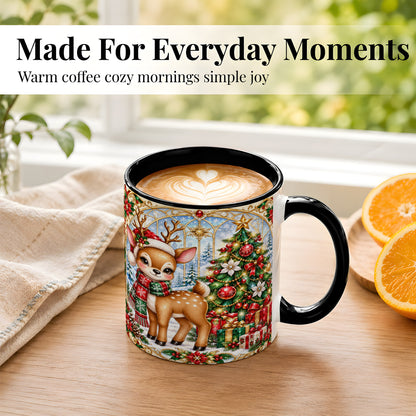 #pl[11oz|Black] Jeweled Reindeer Coffee Mug, Christmas Deer Mug, Ceramic Cup