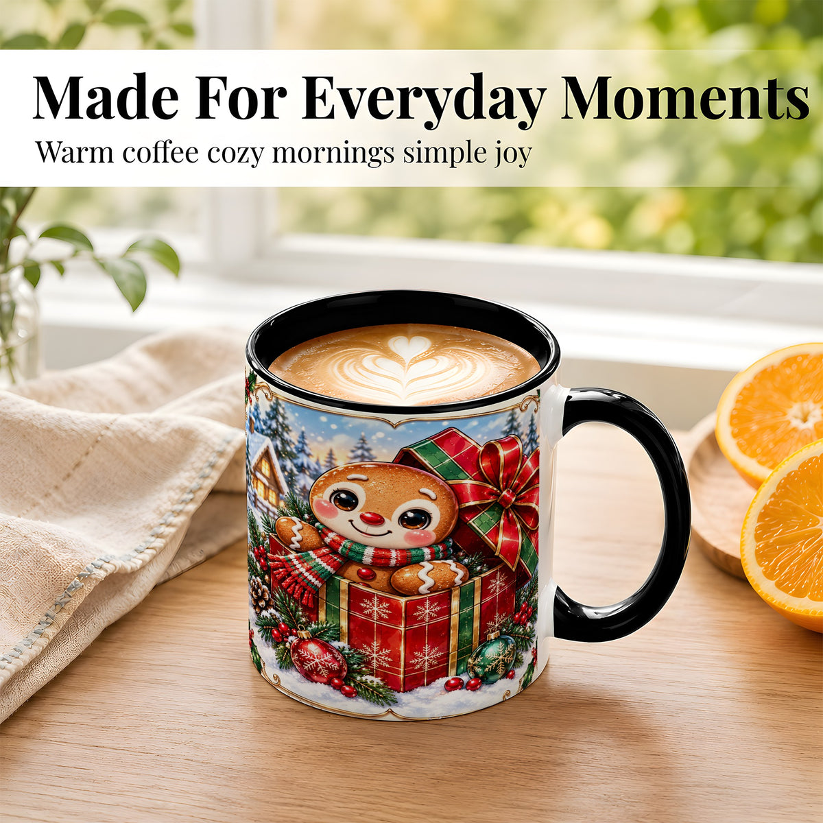 #pl[11oz|Black] Christmas Gingerbread Coffee Mug, Holiday Cookie Mug, Ceramic Cup