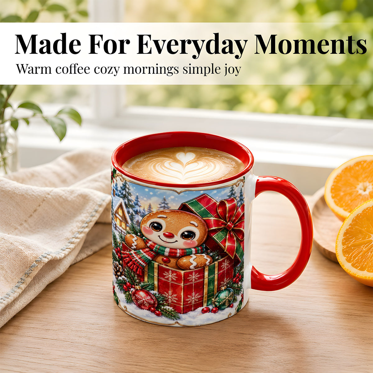 #pl[11oz|Red] Christmas Gingerbread Coffee Mug, Holiday Cookie Mug, Ceramic Cup