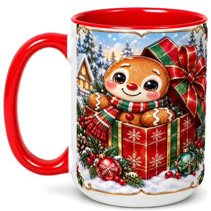 #pl[15oz|Red] Christmas Gingerbread Coffee Mug, Holiday Cookie Mug, Ceramic Cup