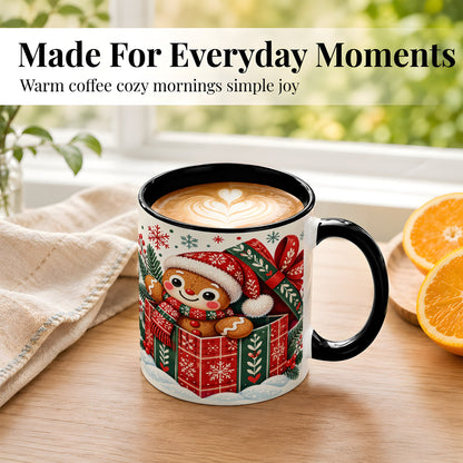 #pl[11oz|Black] Christmas Gingerbread Coffee Mug, Folk Holiday Cookie Mug, Ceramic Cup