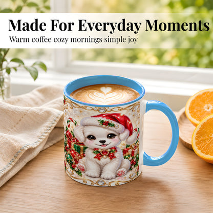#pl[11oz|Blue] Christmas Puppy Coffee Mug, Santa Dog Mug, Ceramic Cup