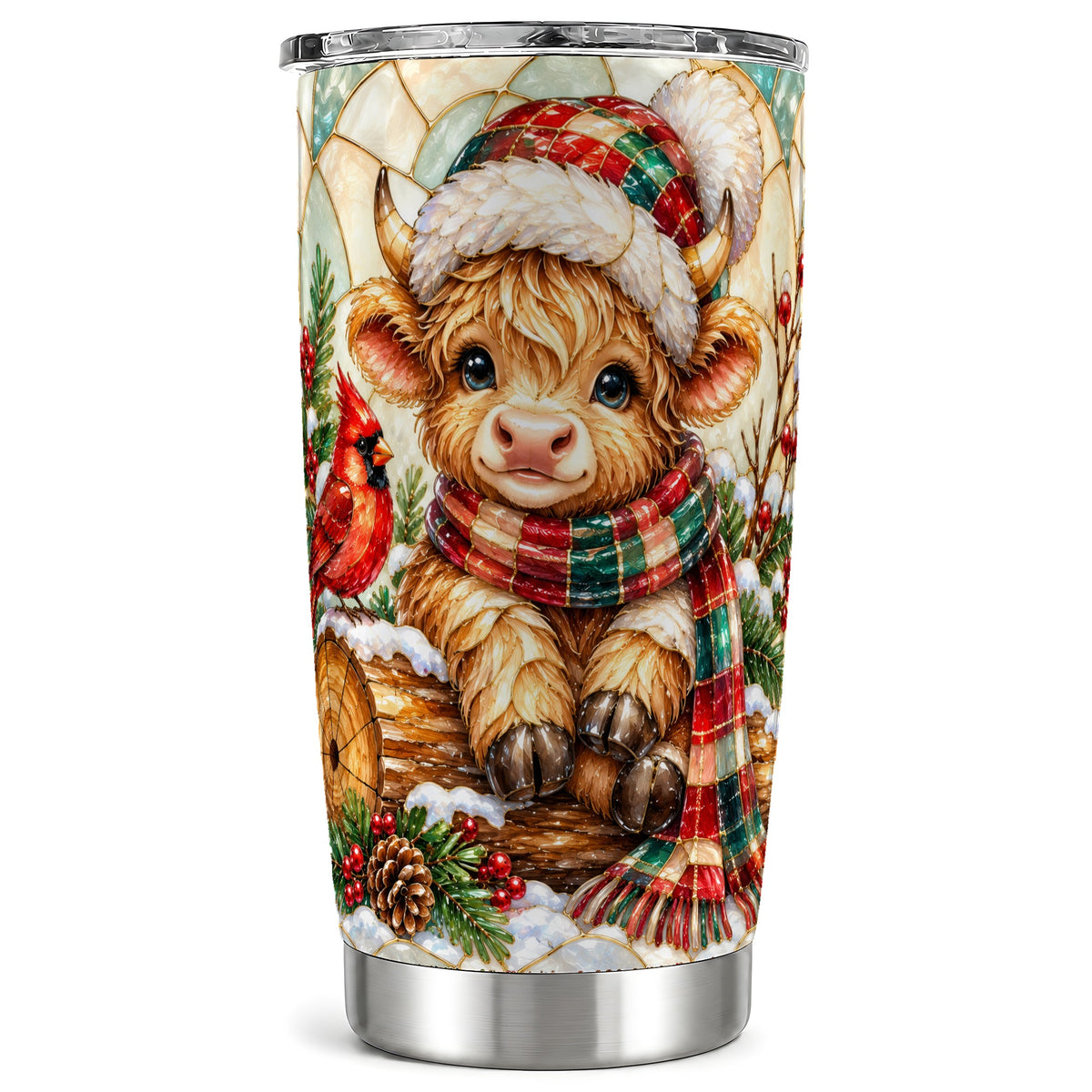 Highland Cow Tumbler 20oz, Christmas Stainless Steel Travel Cup