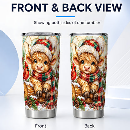 #pl[20oz|Steel] Highland Cow Tumbler 20oz, Christmas Stainless Steel Travel Cup