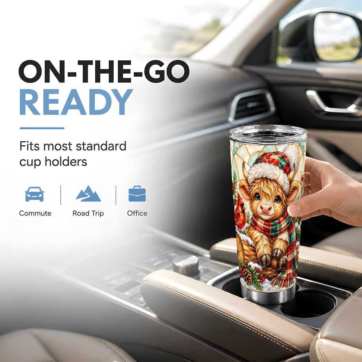 Highland Cow Tumbler 20oz, Christmas Stainless Steel Travel Cup