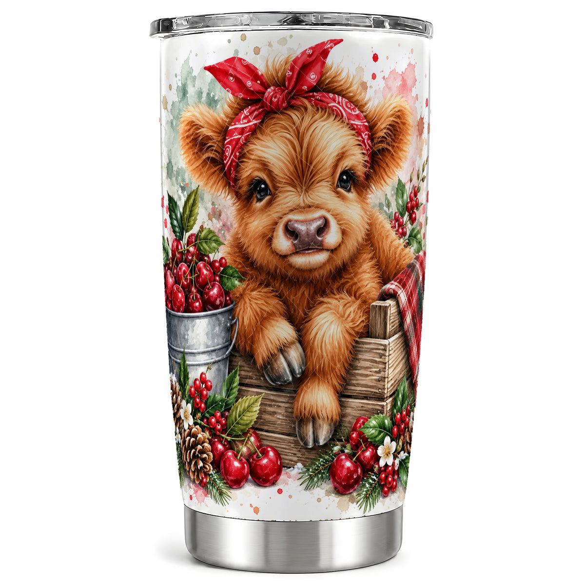 Highland Calf Tumbler 20oz, Rustic Farm Stainless Steel Travel Cup