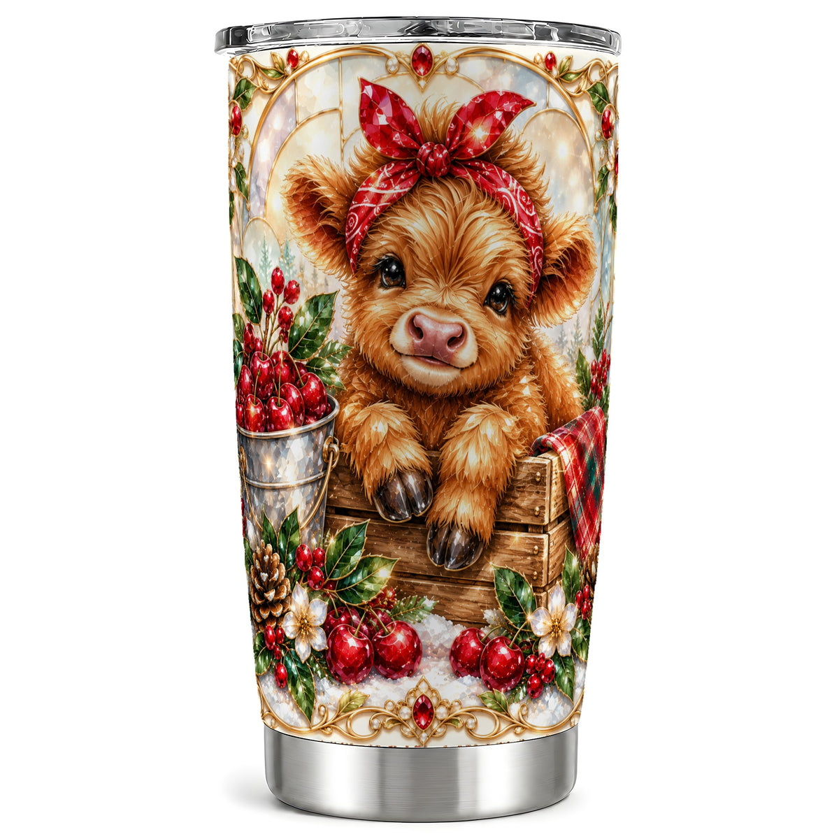 Highland Cow 20oz Tumbler, Christmas Tumbler, Stainless Steel Travel Cup
