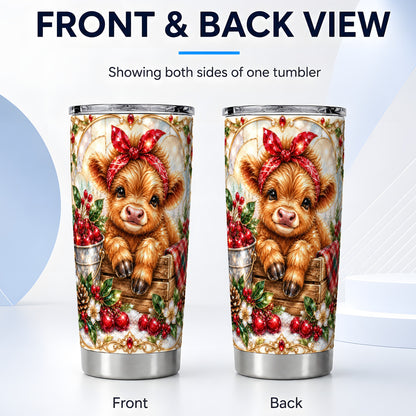 #pl[20oz|Steel] Highland Cow 20oz Tumbler, Christmas Tumbler, Stainless Steel Travel Cup