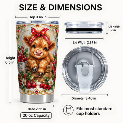 #pl[20oz|Steel] Highland Cow 20oz Tumbler, Christmas Tumbler, Stainless Steel Travel Cup