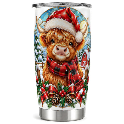 Santa Cow 20oz Tumbler, Christmas Tumbler, Stainless Steel Travel Cup
