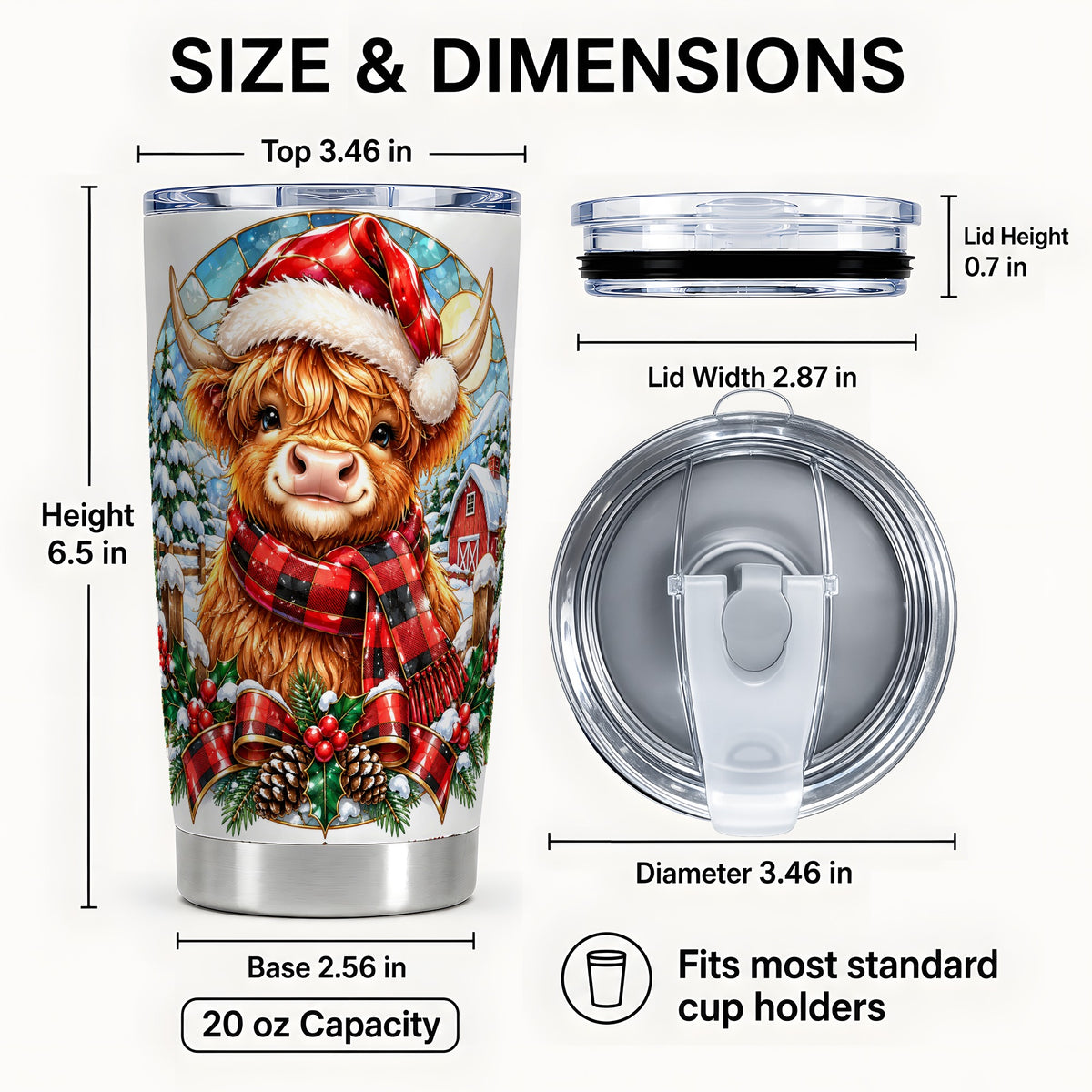 #pl[20oz|Steel] Santa Cow 20oz Tumbler, Christmas Tumbler, Stainless Steel Travel Cup