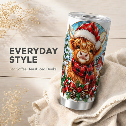 Santa Cow 20oz Tumbler, Christmas Tumbler, Stainless Steel Travel Cup