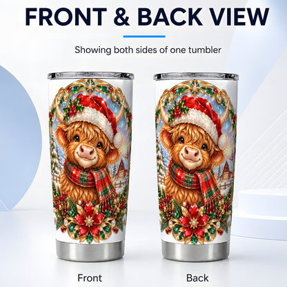 #pl[20oz|Steel] Jeweled Cow 20oz Tumbler, Christmas Tumbler, Stainless Steel Travel Cup