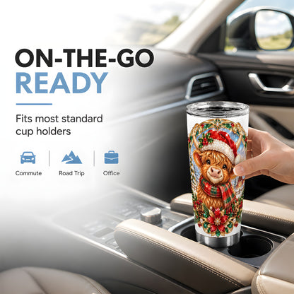 Jeweled Cow 20oz Tumbler, Christmas Tumbler, Stainless Steel Travel Cup