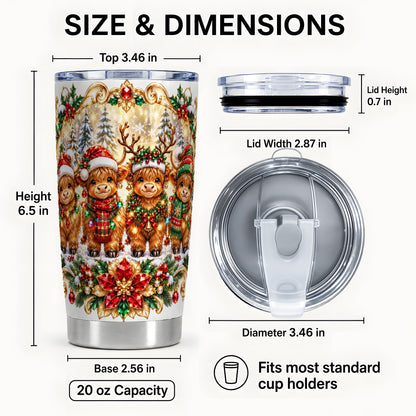 #pl[20oz|Steel] Four Highland Cows 20oz Tumbler, Christmas Tumbler, Steel Travel Cup