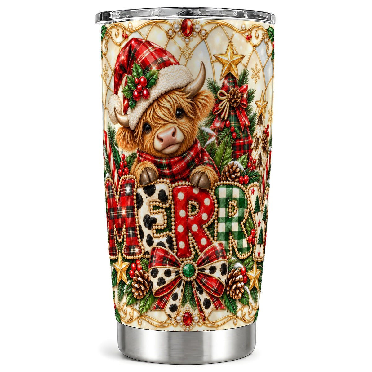 Highland Cow Tumbler 20oz, Festive Tumbler, Stainless Steel Travel Cup