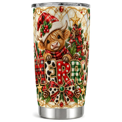 Highland Cow Tumbler 20oz, Festive Tumbler, Stainless Steel Travel Cup