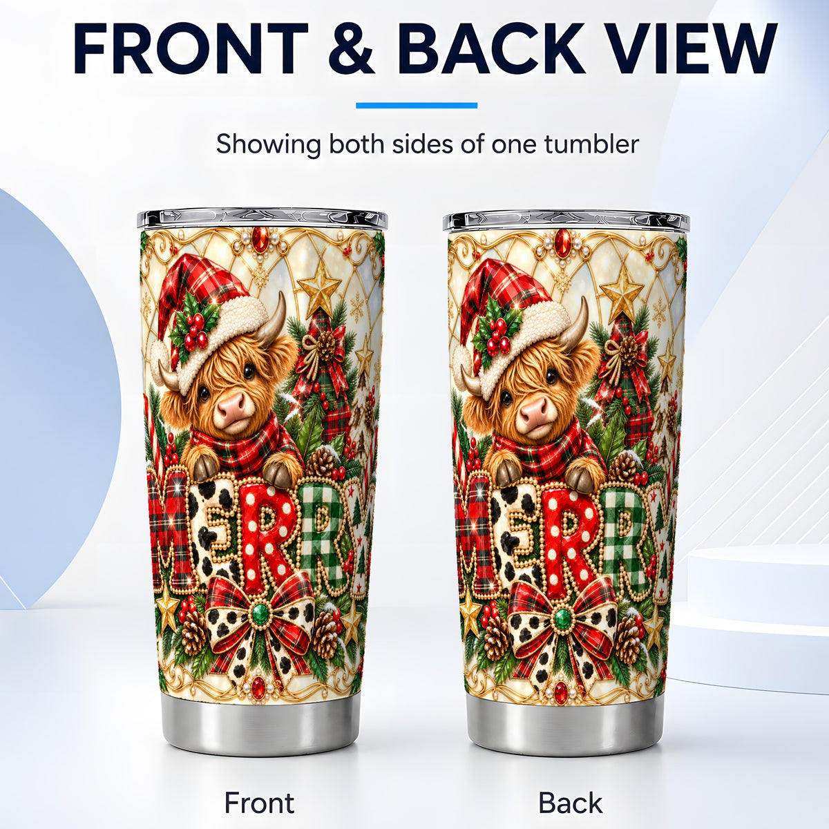 #pl[20oz|Steel] Highland Cow Tumbler 20oz, Festive Tumbler, Stainless Steel Travel Cup