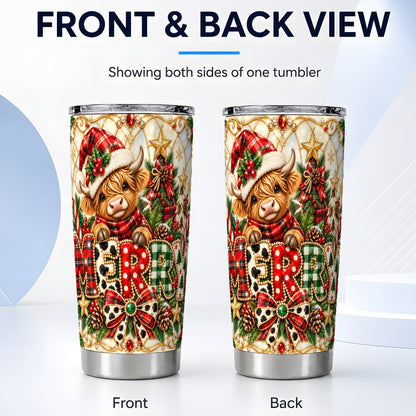 #pl[20oz|Steel] Highland Cow Tumbler 20oz, Festive Tumbler, Stainless Steel Travel Cup